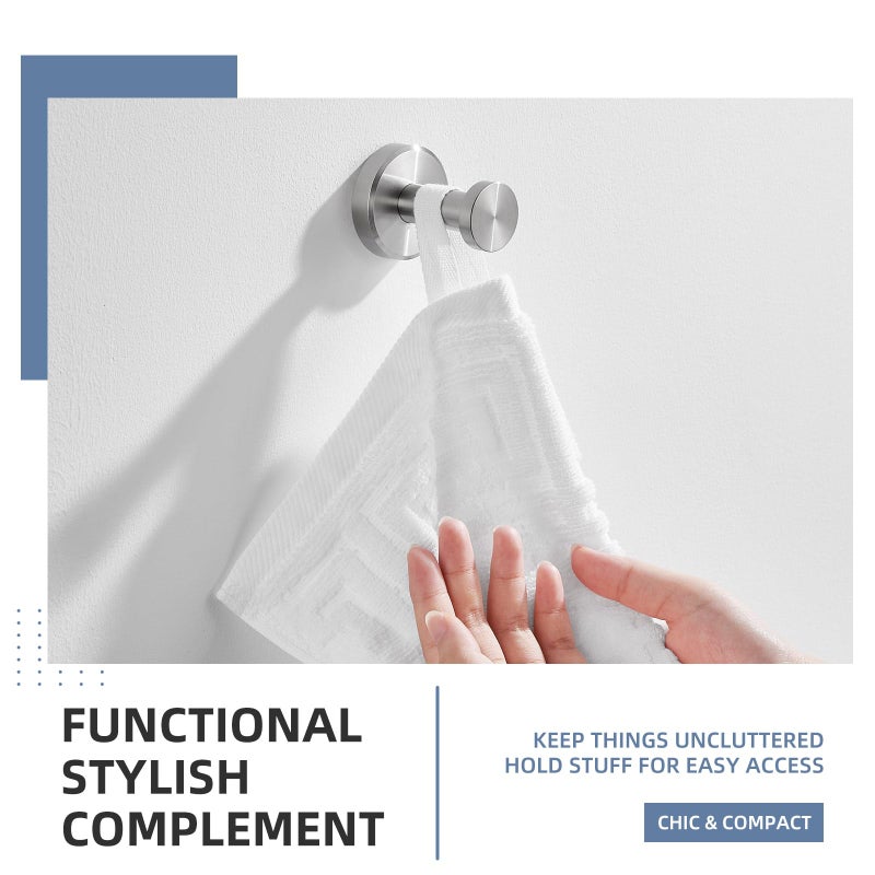 Angle Simple Bath Towel Hook Brushed Nickel, SUS304 Stainless Steel Bathroom Cabinet Closet Clothes Towel Holder, Bathrobe Hanger Wall Mounted - Image 5